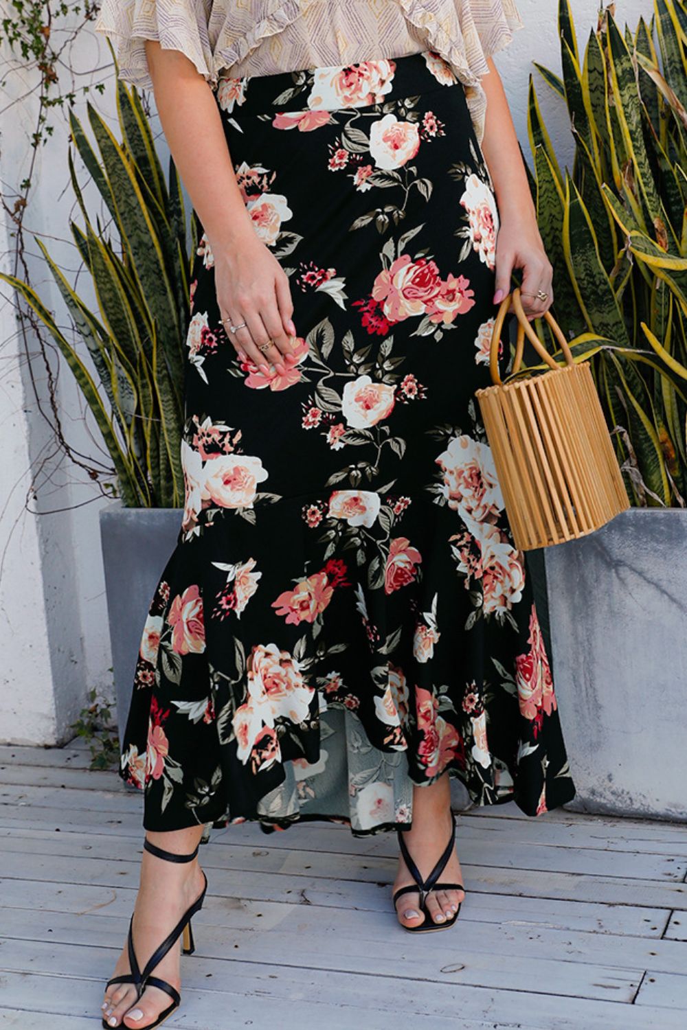 Plus Size Floral High-Rise Skirt - Premium  from Trendsi - Just $37.99! Shop now at Handbags Specialist Headquarter