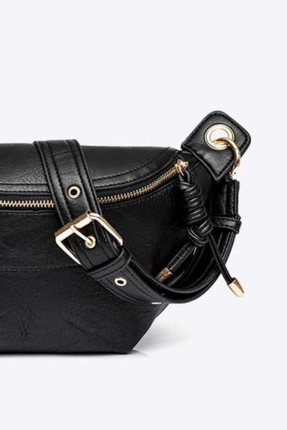 PU Leather Chain Strap Crossbody Bag - Premium Crossbody Bag from Trendsi - Just $35.99! Shop now at Handbags Specialist Headquarter