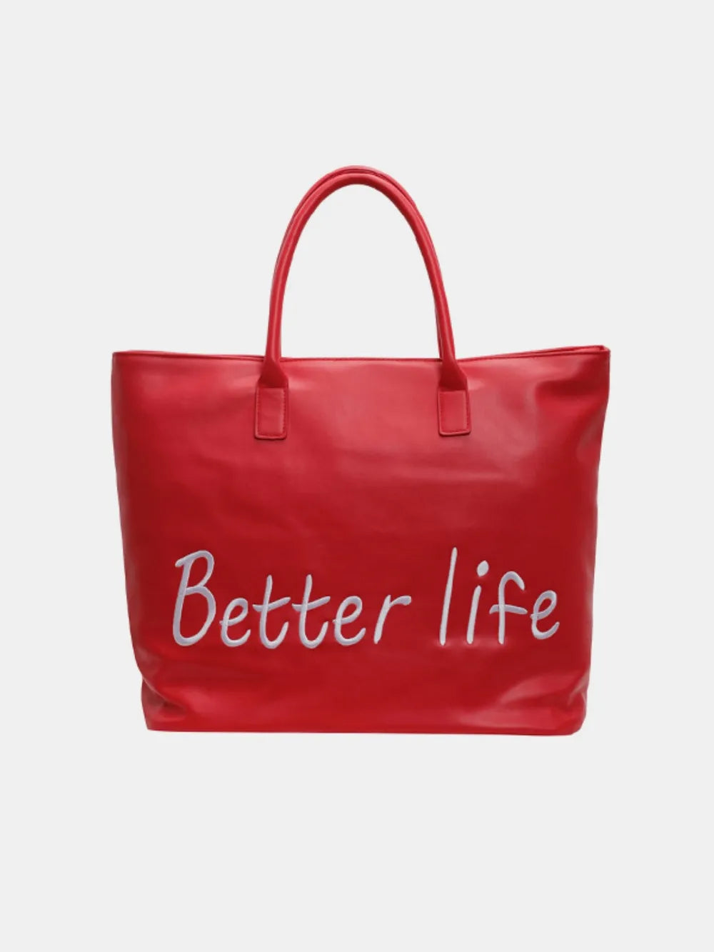 BETTER LIFE PU Leather Tote Bag - Premium Tote Bag from Trendsi - Just $38.99! Shop now at Handbags Specialist Headquarter