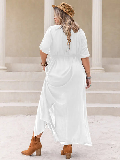 Plus Size Round Neck Half Sleeve Dress - Premium Dresses from Trendsi - Just $45.99! Shop now at Handbags Specialist Headquarter