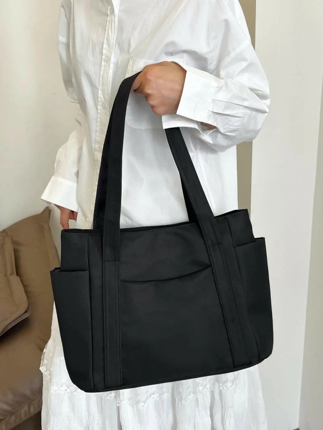 Oxford Cloth Tote Bag with Zipper - Premium Tote Bag from Trendsi - Just $25.64! Shop now at Handbags Specialist Headquarter