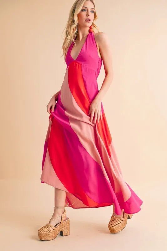 Aemi+Co Color Block Sleeveless Maxi Dress - Premium Maxi Dress from Trendsi - Just $57.99! Shop now at Handbags Specialist Headquarter