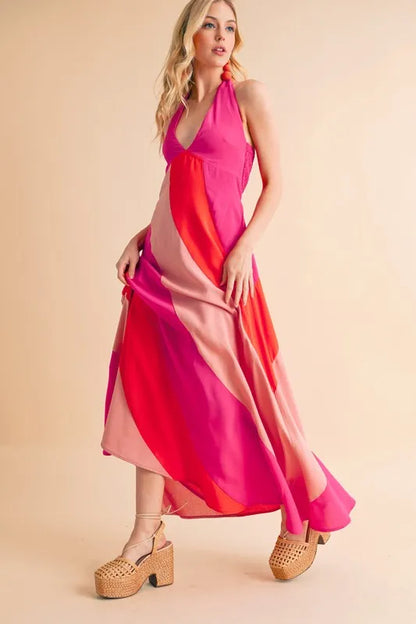 Aemi+Co Color Block Sleeveless Maxi Dress - Premium Maxi Dress from Trendsi - Just $57.99! Shop now at Handbags Specialist Headquarter