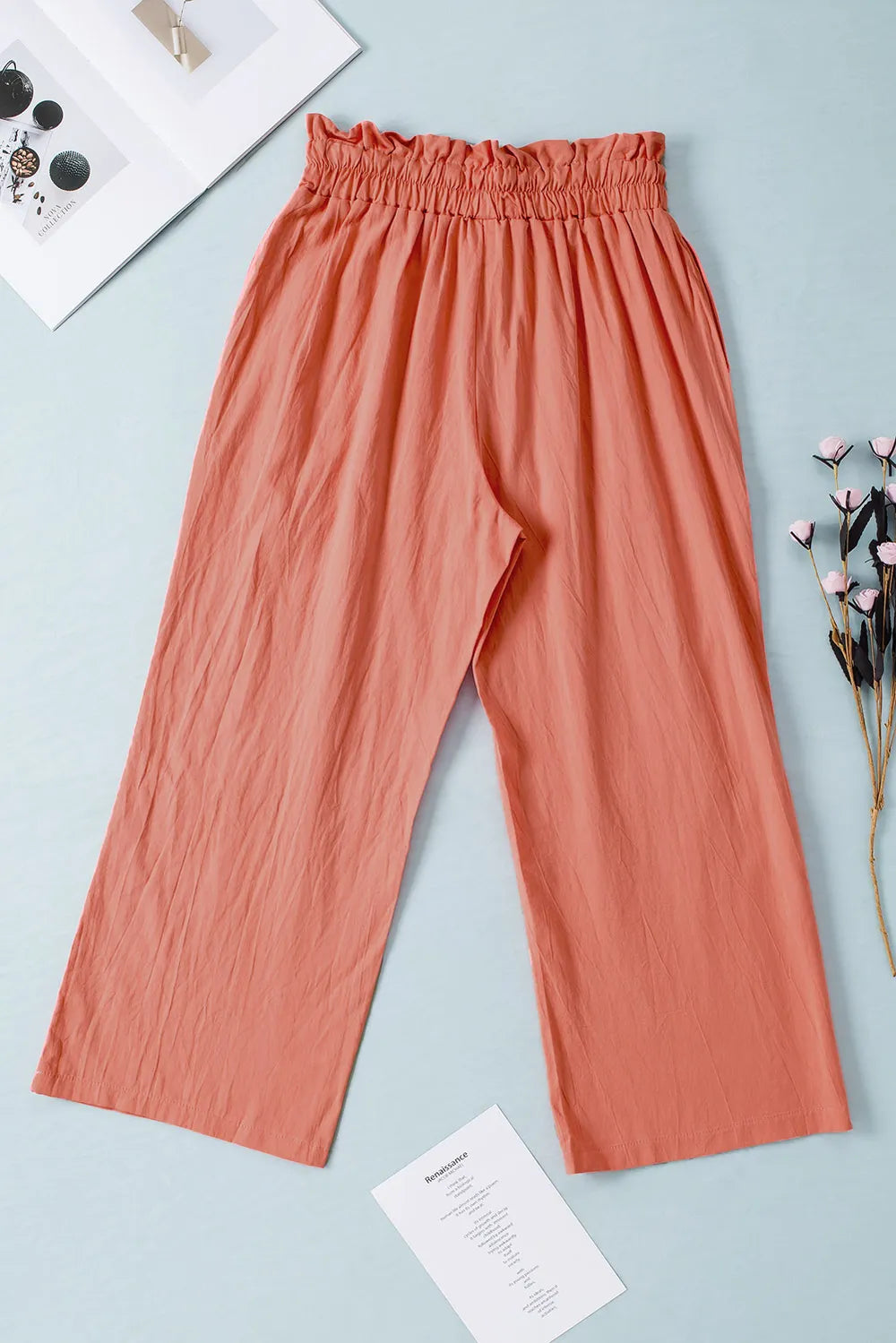 Drawstring Paperbag Waist Wide Leg Pants - Premium Women Pants from Trendsi - Just $31.99! Shop now at Handbags Specialist Headquarter