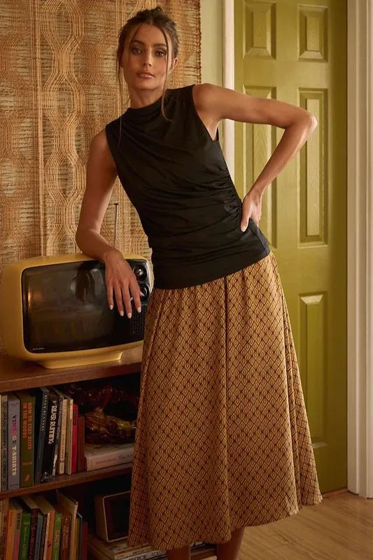 Mittoshop Printed Midi Skirt - Premium Skirts from Trendsi - Just $48.99! Shop now at Handbags Specialist Headquarter