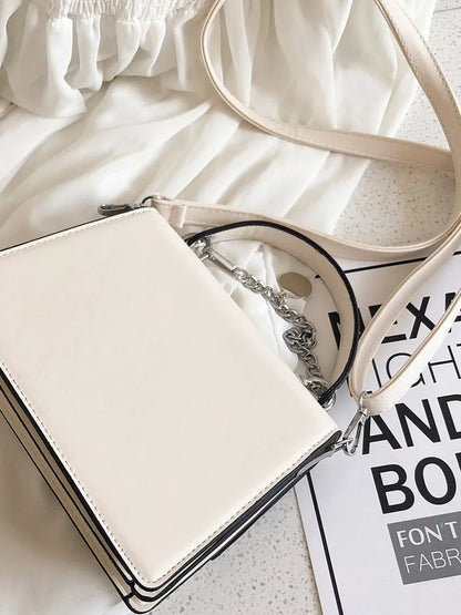 Chain PU Leather Detachable Shoulder Strap Handbag - Premium handbags from Trendsi - Just $31.99! Shop now at Handbags Specialist Headquarter