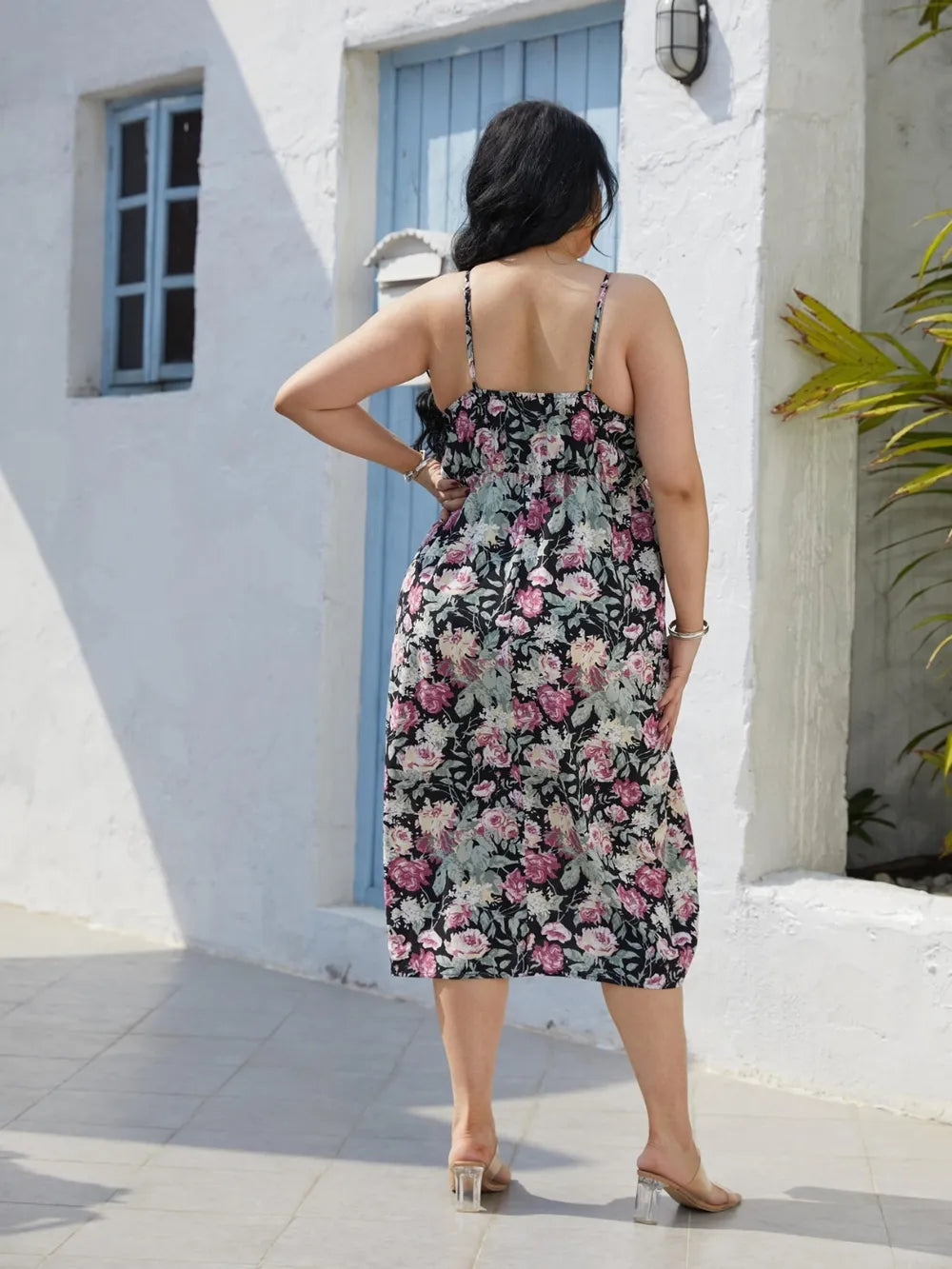Plus Size Floral Slit Cami Dress - Premium Dresses from Trendsi - Just $26.99! Shop now at Handbags Specialist Headquarter