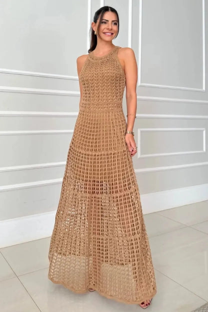 Hollowed-Out Sleeveless Maxi Dress - Premium Maxi Dress from Trendsi - Just $48.99! Shop now at Handbags Specialist Headquarter