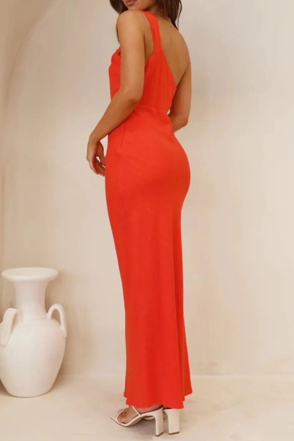 Ruched Single Shoulder Maxi Dress - Premium Maxi Dress from Trendsi - Just $29.99! Shop now at Handbags Specialist Headquarter