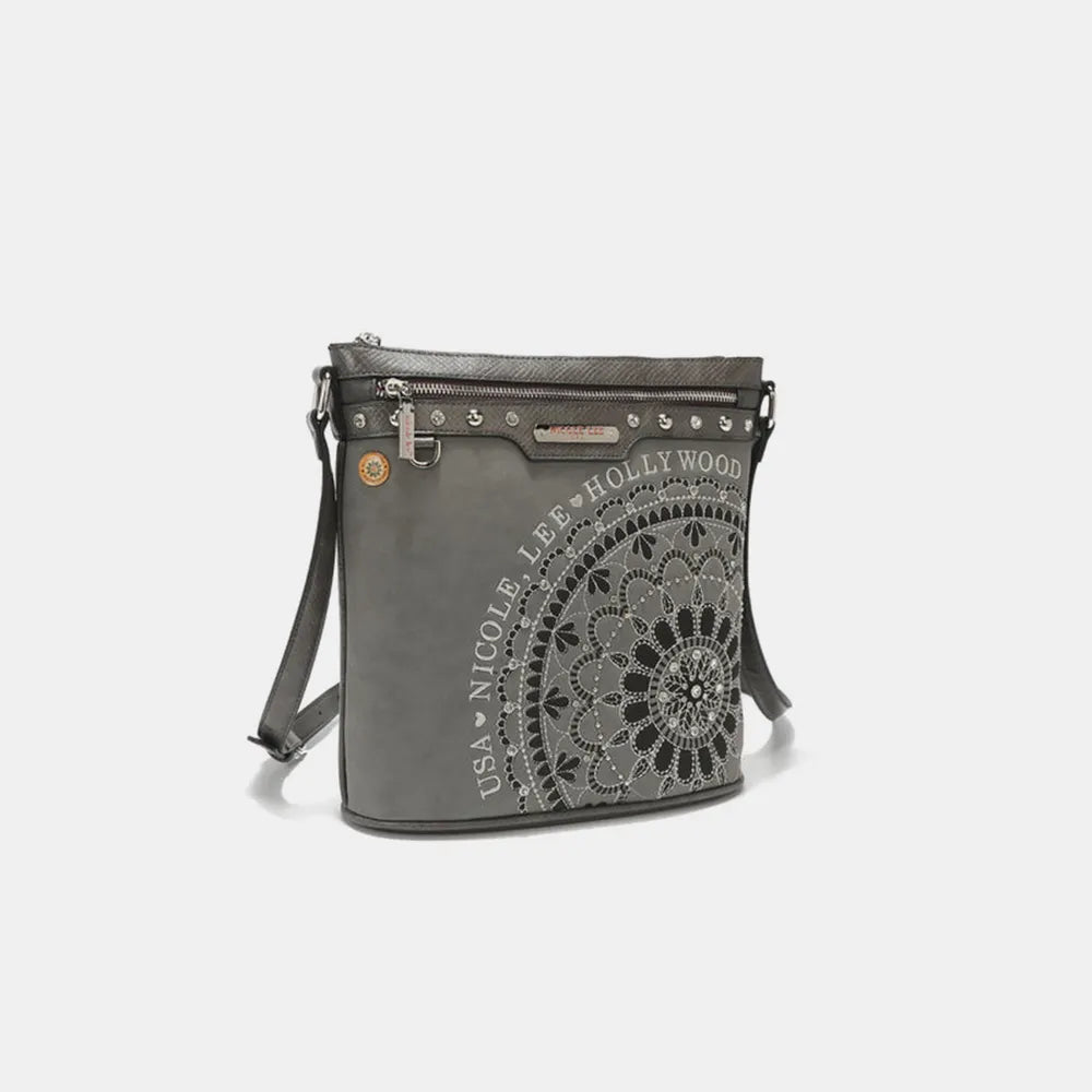 Nicole Lee USA Metallic Stitching Embroidery Inlaid Rhinestone Crossbody Bag - Premium Wallet from Trendsi - Just $58.99! Shop now at Handbags Specialist Headquarter