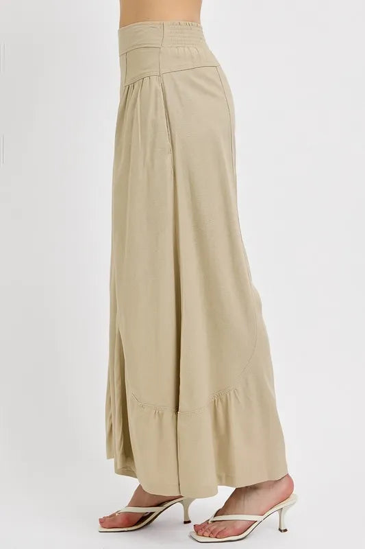 RISEN Shirring Detail Wide Leg Pants - Premium  from Trendsi - Just $55.99! Shop now at Handbags Specialist Headquarter
