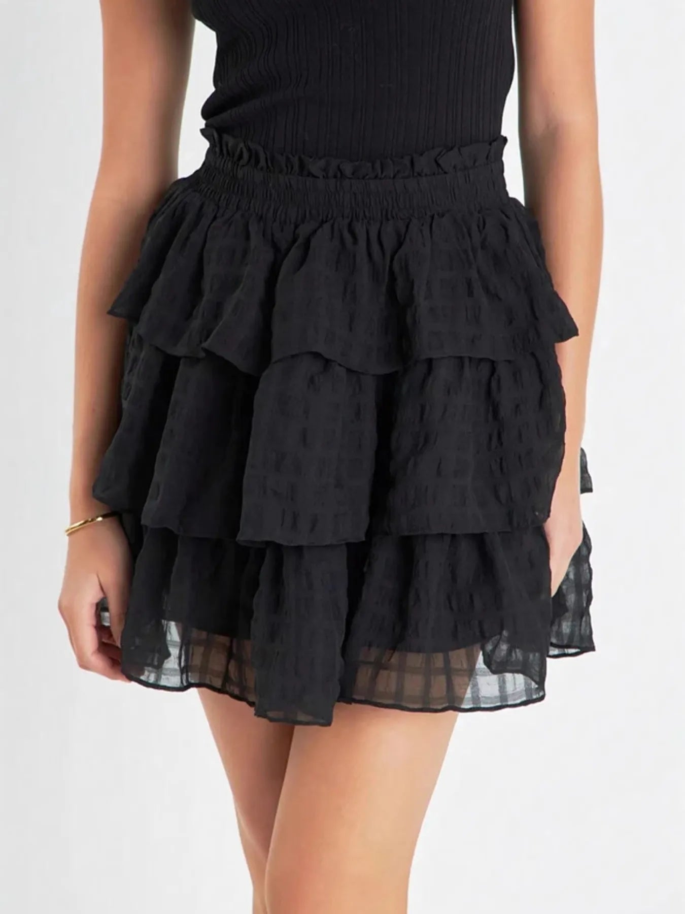Ruffle Layered Mini Skirt - Premium Skirts from Trendsi - Just $37.99! Shop now at Handbags Specialist Headquarter