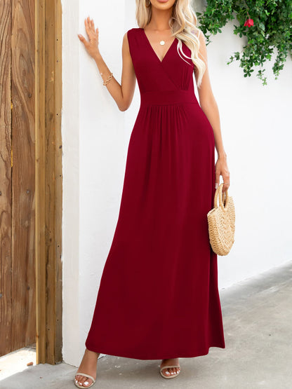 Surplice Neck Sleeveless Maxi Dress - Premium Maxi Dress from Trendsi - Just $38.99! Shop now at Handbags Specialist Headquarter