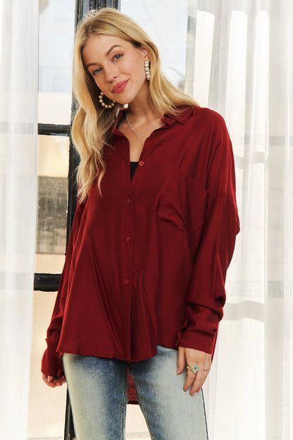 ADORA Button Down Linen Shirt - Premium Women's Down Shirt Tops from Trendsi - Just $40.02! Shop now at Handbags Specialist Headquarter