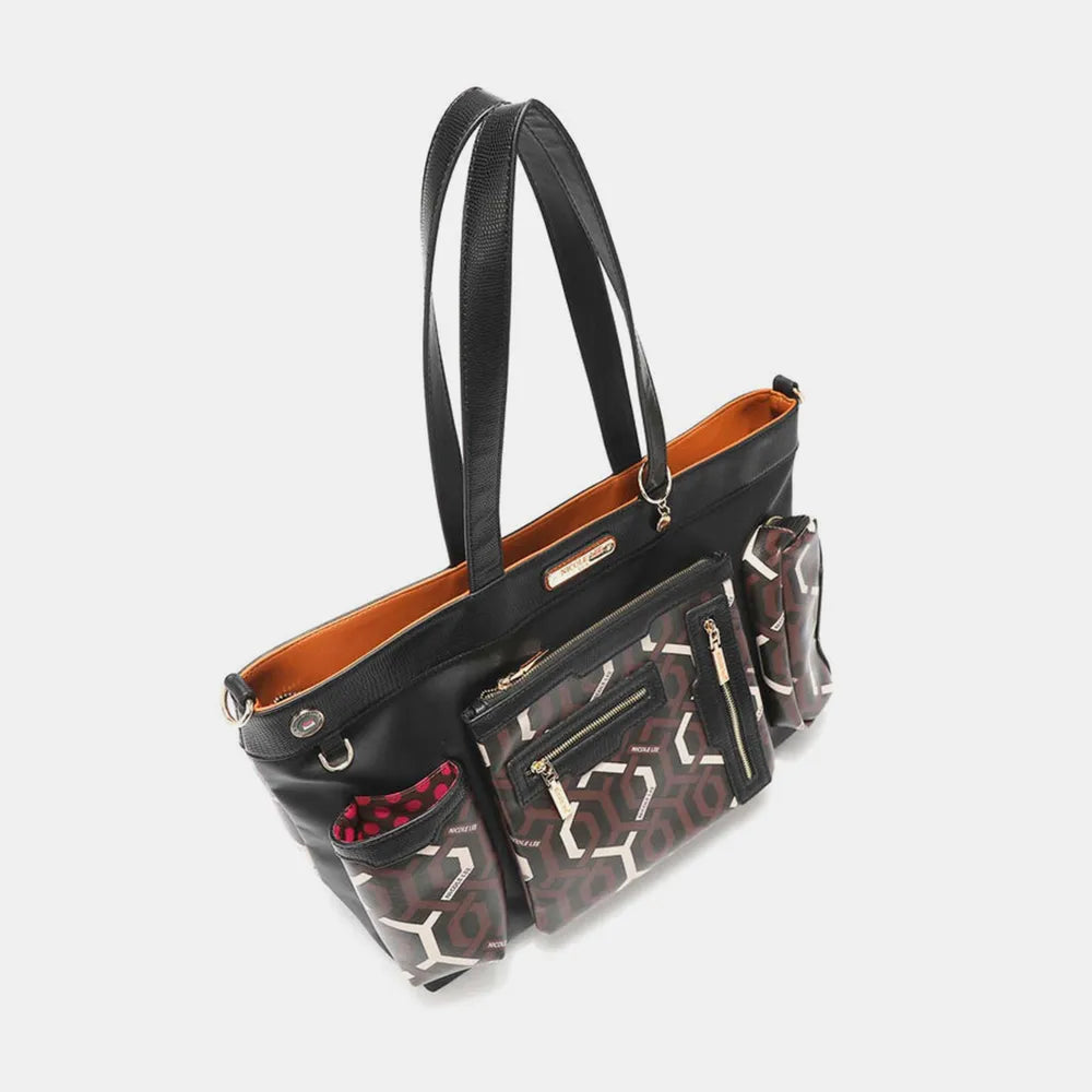 Nicole Lee USA Geometric Pattern Large Handbag - Premium Tote Bag from Trendsi - Just $68.99! Shop now at Handbags Specialist Headquarter