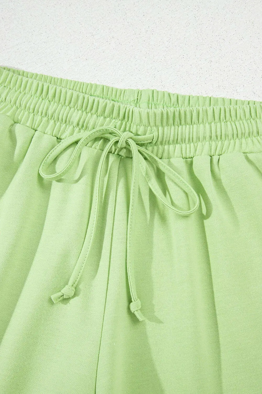 Loose V Neck Half Sleeve Tee and Drawstring Shorts Plus Size.