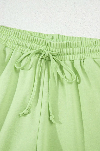 Loose V Neck Half Sleeve Tee and Drawstring Shorts Plus Size.