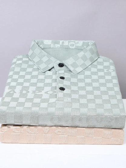 Men's Plus Size Checkered Pattern Short Sleeve Casual Polo Shirt - Premium Men's Polo shirt from Trendsi - Just $35.99! Shop now at Handbags Specialist Headquarter