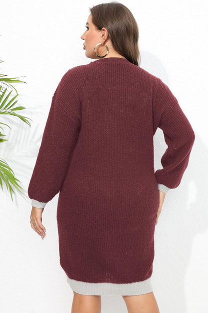 Plus Size Long Sleeve Sweater Dress - Premium Dresses from Trendsi - Just $44.99! Shop now at Handbags Specialist Headquarter