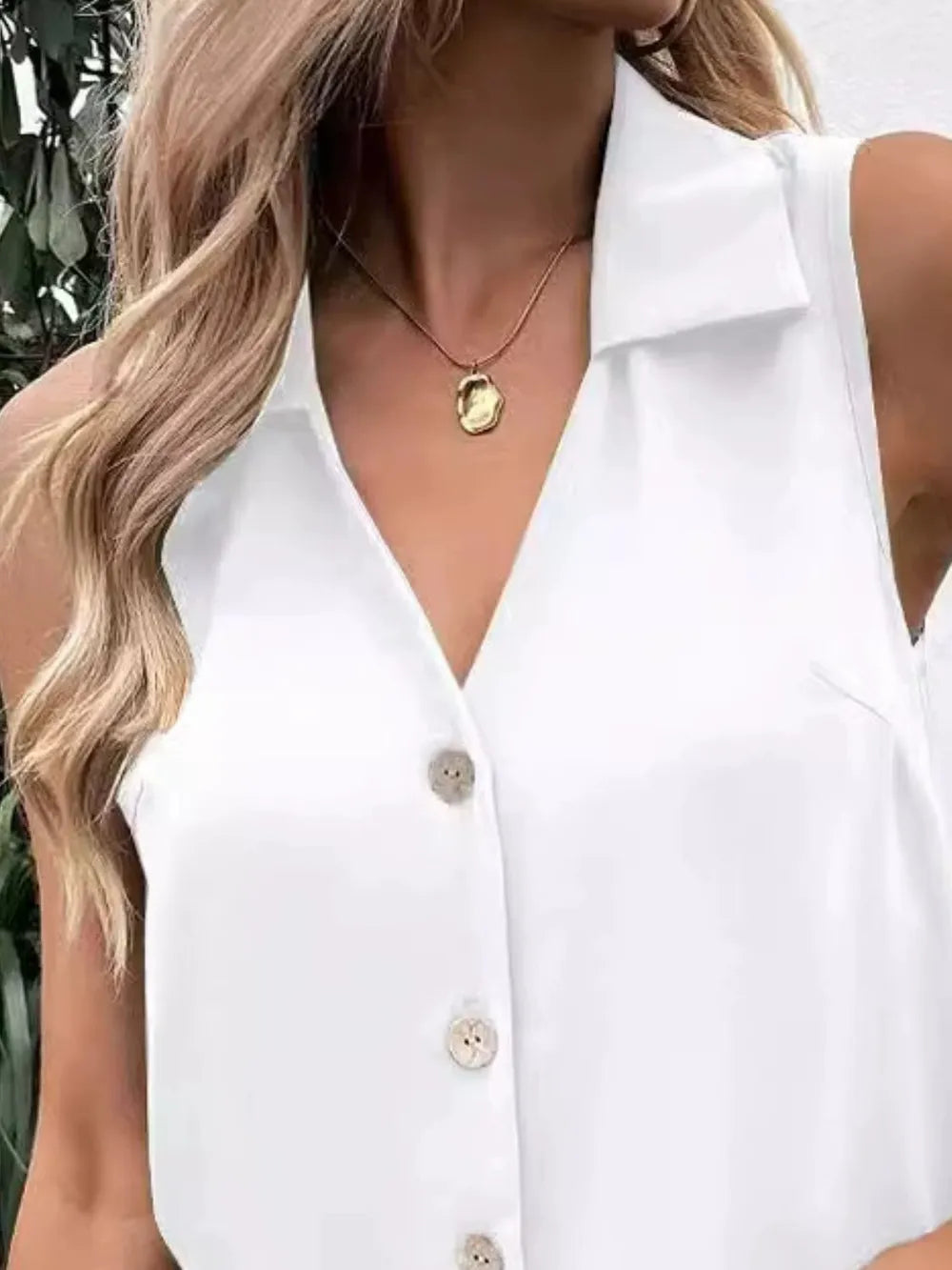 Full Size Johnny Collar Button Down Tank Plus Size - Premium Dresses from Trendsi - Just $20.99! Shop now at Handbags Specialist Headquarter