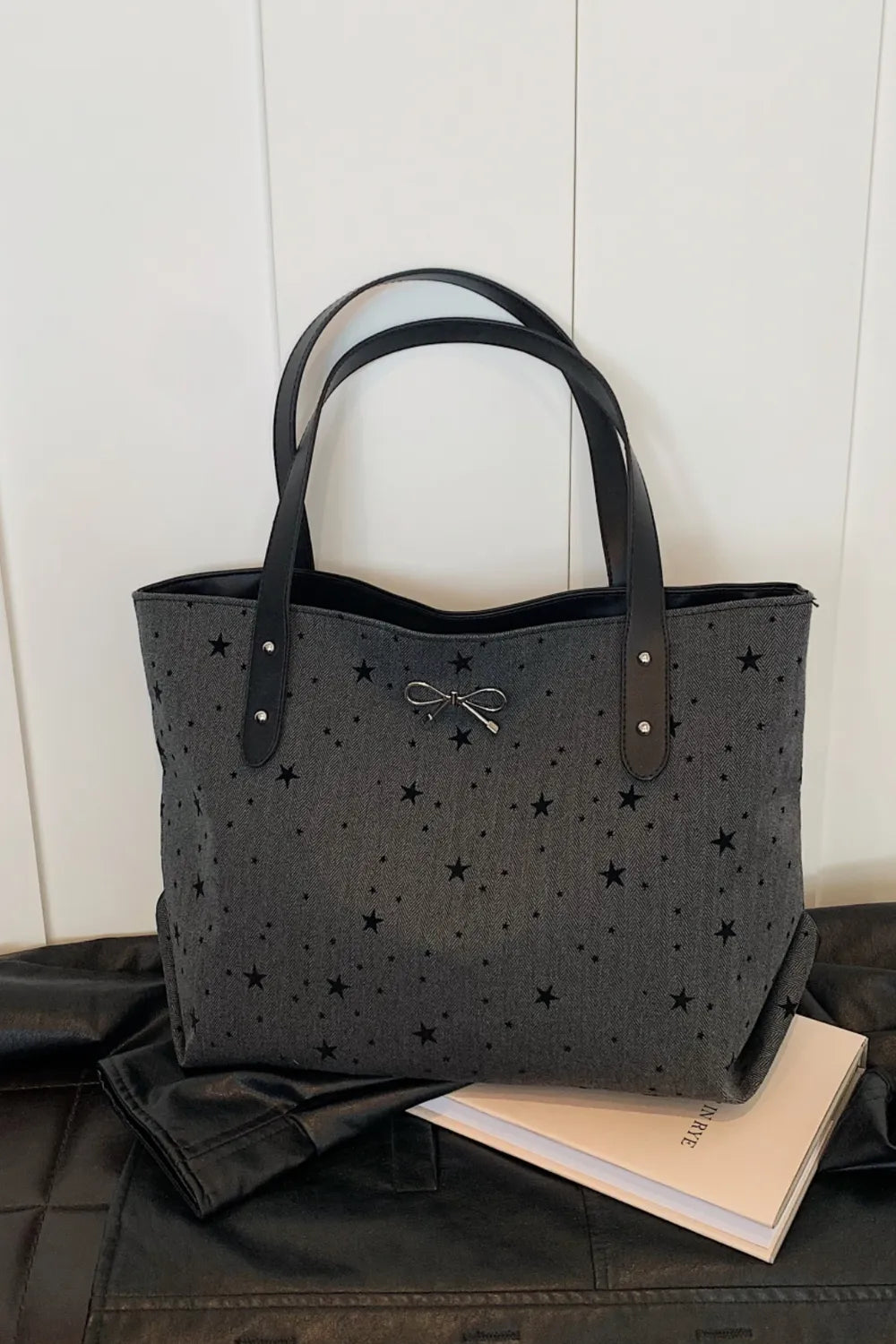 Polyester Bow Polka Dot Tote Bag - Premium Tote Bag from Trendsi - Just $39.99! Shop now at Handbags Specialist Headquarter