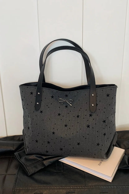 Polyester Bow Polka Dot Tote Bag - Premium Tote Bag from Trendsi - Just $39.99! Shop now at Handbags Specialist Headquarter