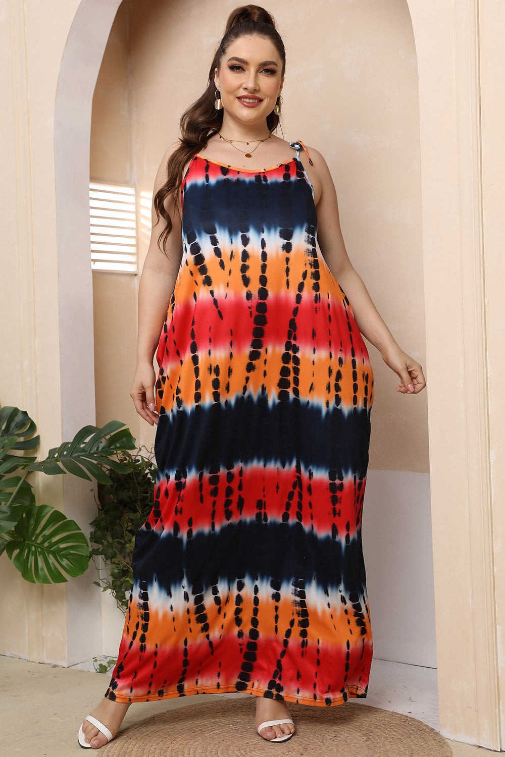 Plus Size Tie-Shoulder Maxi Dress - Premium Dresses from Trendsi - Just $31.99! Shop now at Handbags Specialist Headquarter