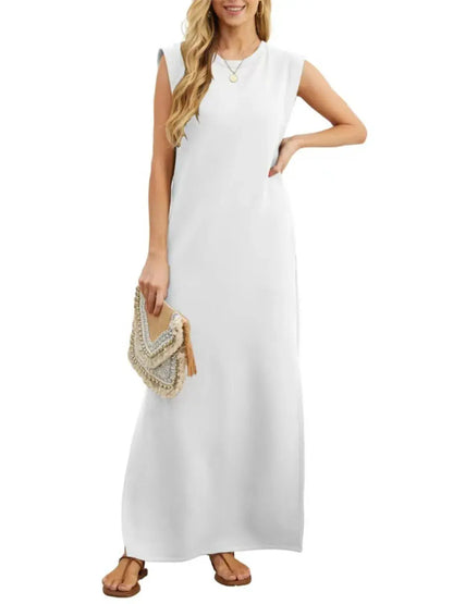 Full Size Slit Round Neck Sleeveless Maxi Tank Dress Plus Size - Premium Women Plus Size from Trendsi - Just $24.96! Shop now at Handbags Specialist Headquarter