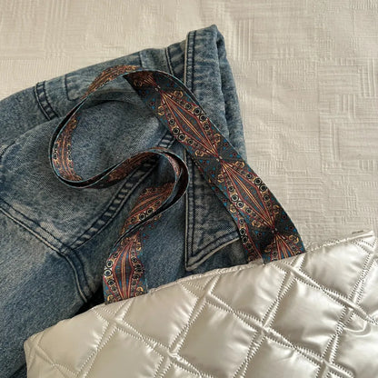 PU Leather Printed Strap Quilted Handbag - Premium Tote Bag from Trendsi - Just $27.99! Shop now at Handbags Specialist Headquarter