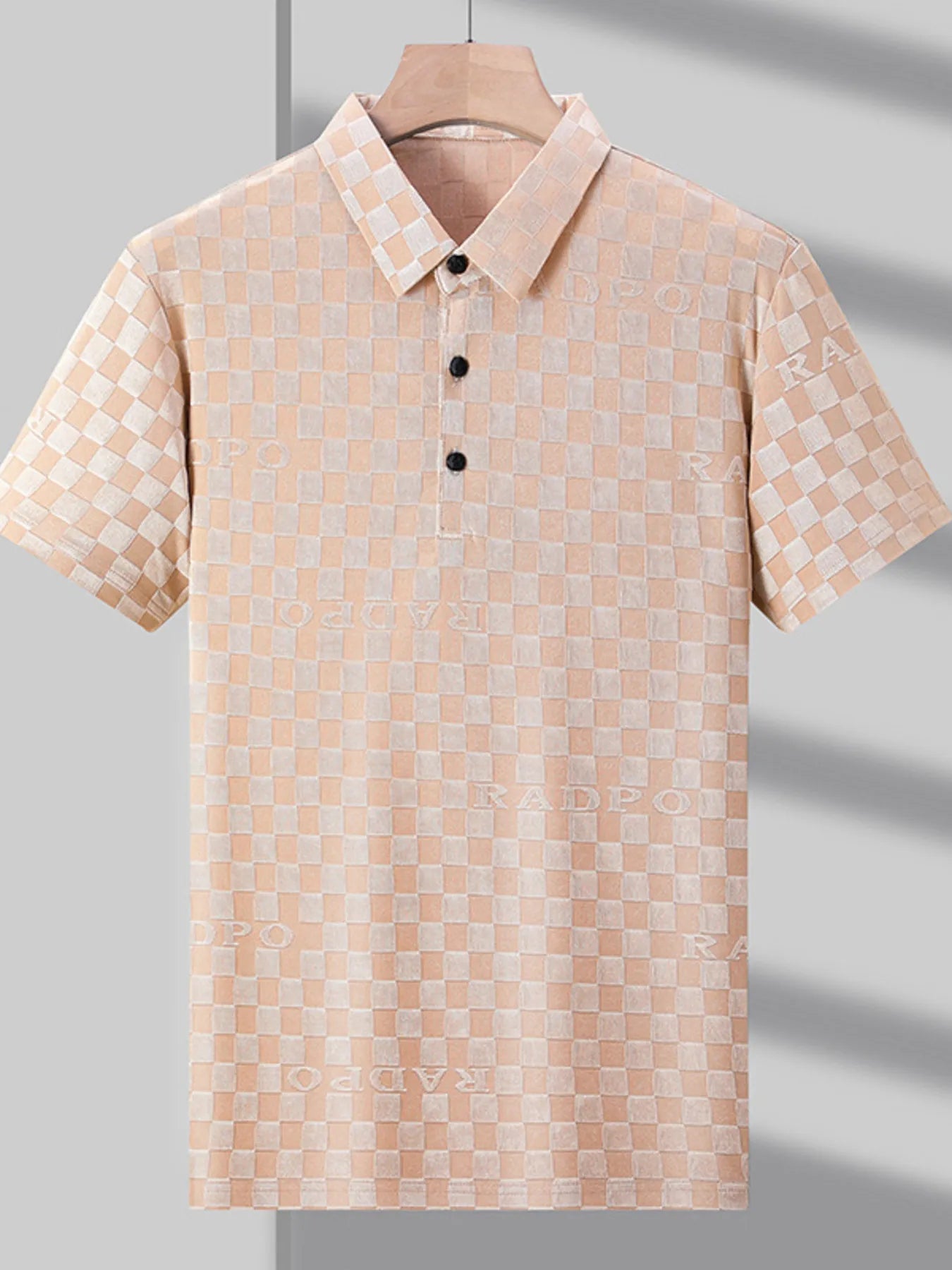 Men's Plus Size Checkered Pattern Short Sleeve Casual Polo Shirt - Premium Men's Polo shirt from Trendsi - Just $35.99! Shop now at Handbags Specialist Headquarter