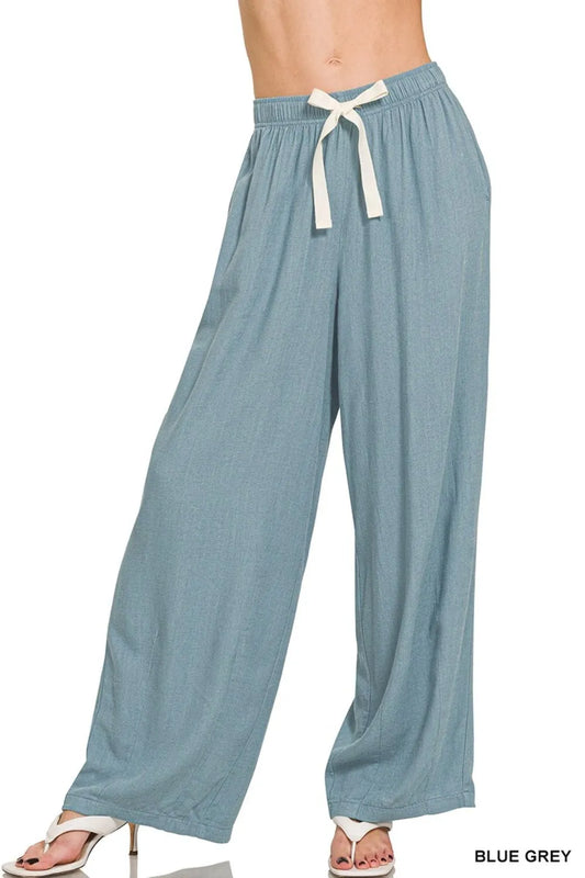 Zenana Linen Drawstring Pants - Premium Women Pants from Trendsi - Just $36.99! Shop now at Handbags Specialist Headquarter