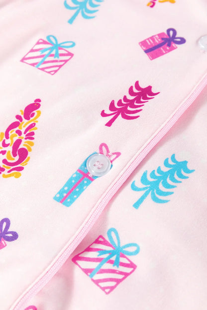 Printed Collared Neck Long Sleeve Lounge Dress - Premium Sleepwear from Trendsi - Just $35.48! Shop now at Handbags Specialist Headquarter