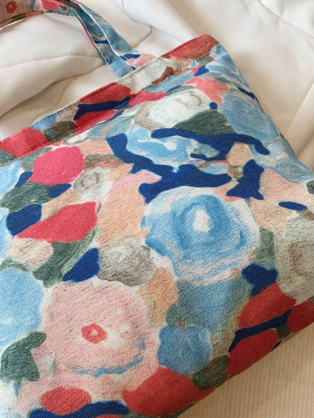 Printed Canvas Handbag with Zipper - Premium Handbags from Trendsi - Just $21.99! Shop now at Handbags Specialist Headquarter