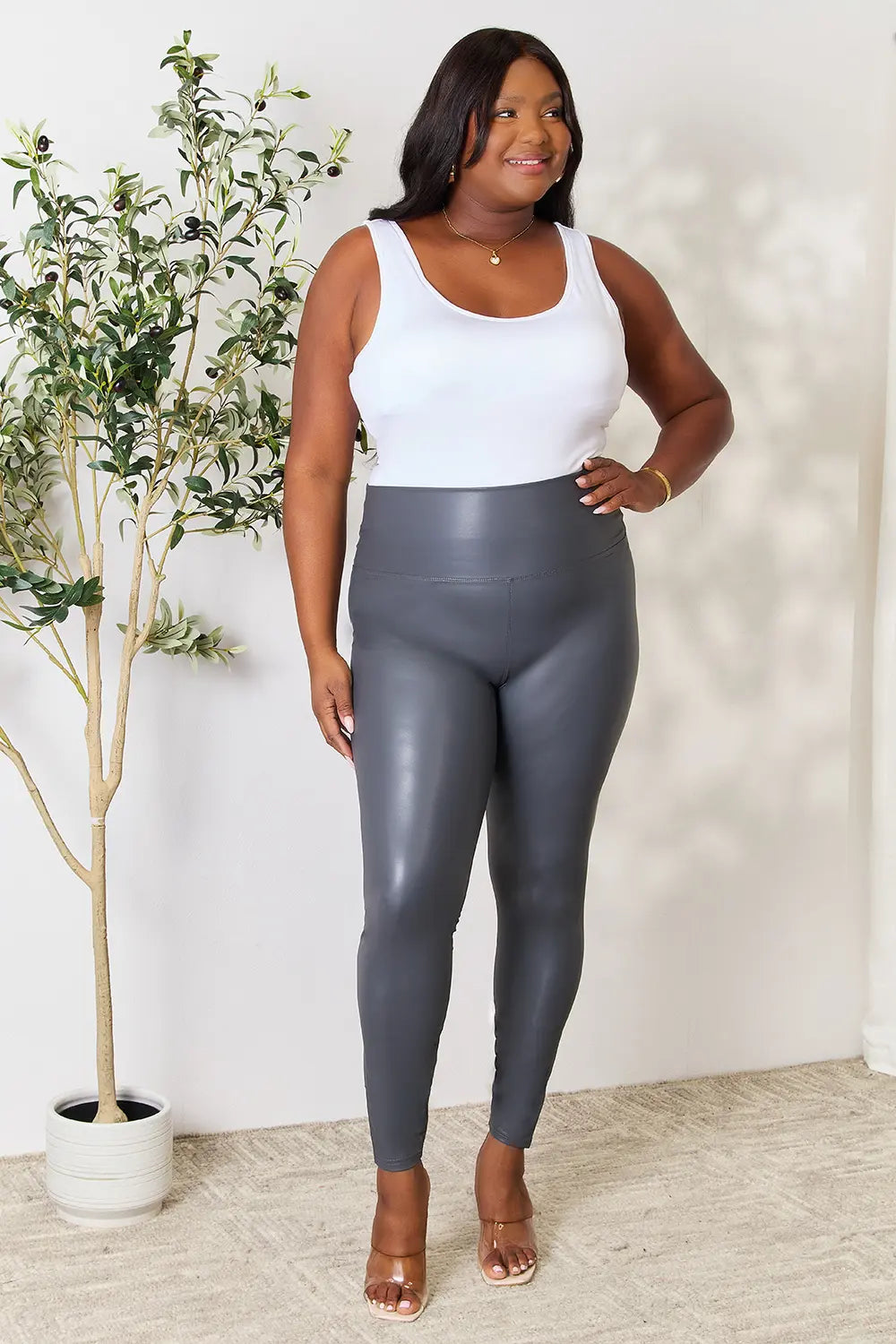 LOVEIT Full Size Wide Waistband High Waist Leggings - Premium Leggings from Trendsi - Just $35.10! Shop now at Handbags Specialist Headquarter