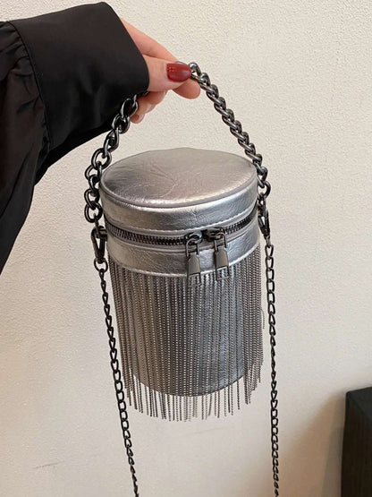 Fringe PU Leather Bucket Bag - Premium Crossbody Bag from Trendsi - Just $41.99! Shop now at Handbags Specialist Headquarter