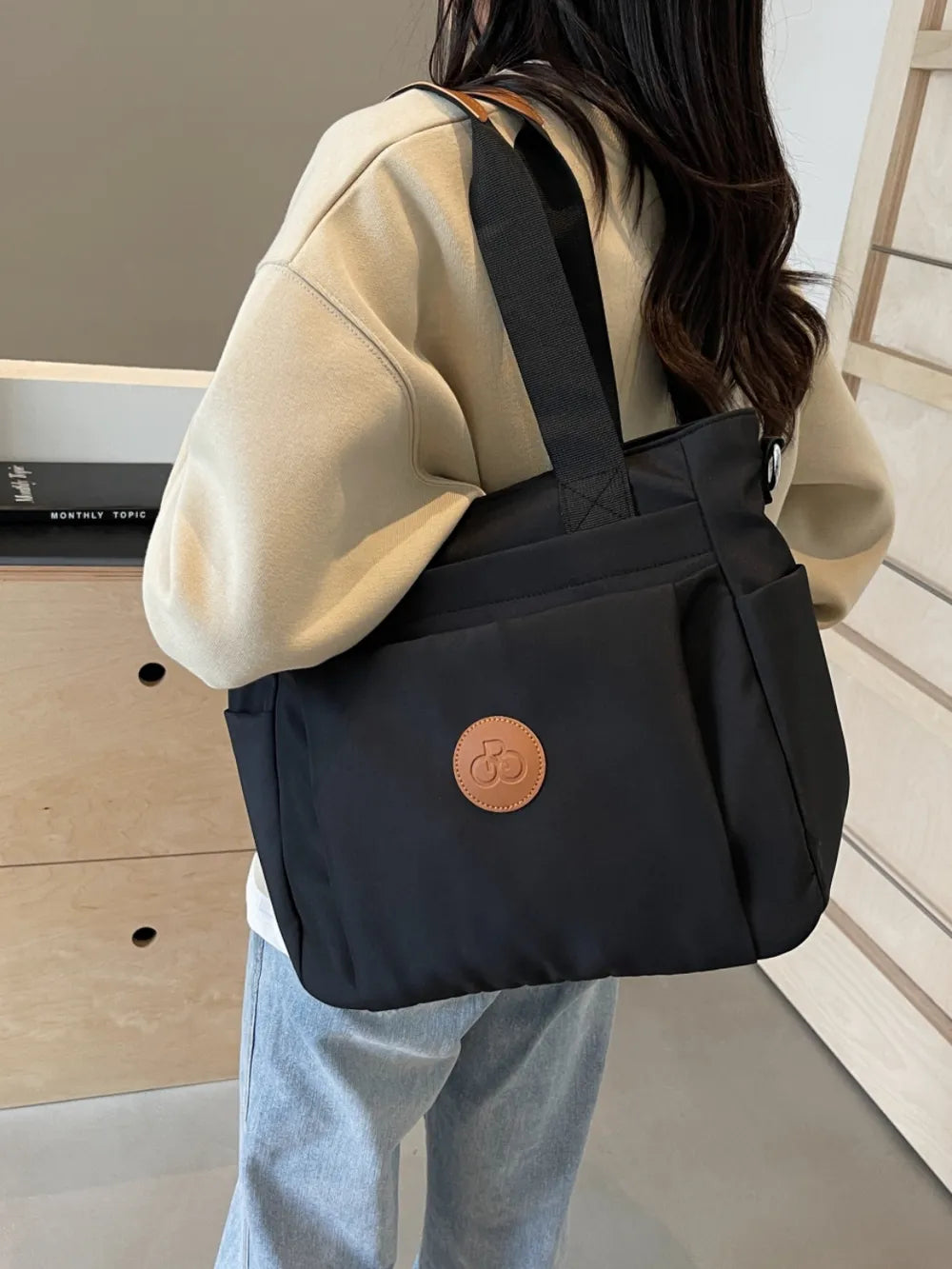 Nylon Solid Color Tote Bag - Premium Tote Bag from Trendsi - Just $31.99! Shop now at Handbags Specialist Headquarter