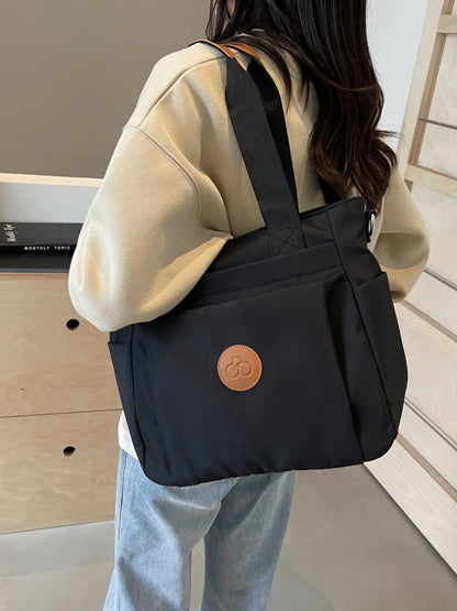 Nylon Solid Color Tote Bag - Premium Tote Bag from Trendsi - Just $31.99! Shop now at Handbags Specialist Headquarter