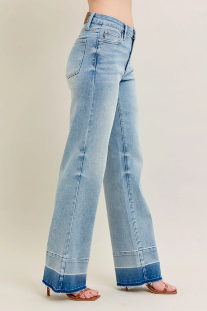 Judy Blue Full Size Mr Release Hem Wide Leg Jeans Plus Size - Premium Women / Jeans & Denim from Trendsi - Just $67.99! Shop now at Handbags Specialist Headquarter