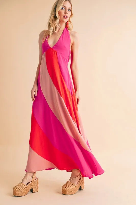 Aemi+Co Color Block Sleeveless Maxi Dress - Premium Maxi Dress from Trendsi - Just $57.99! Shop now at Handbags Specialist Headquarter