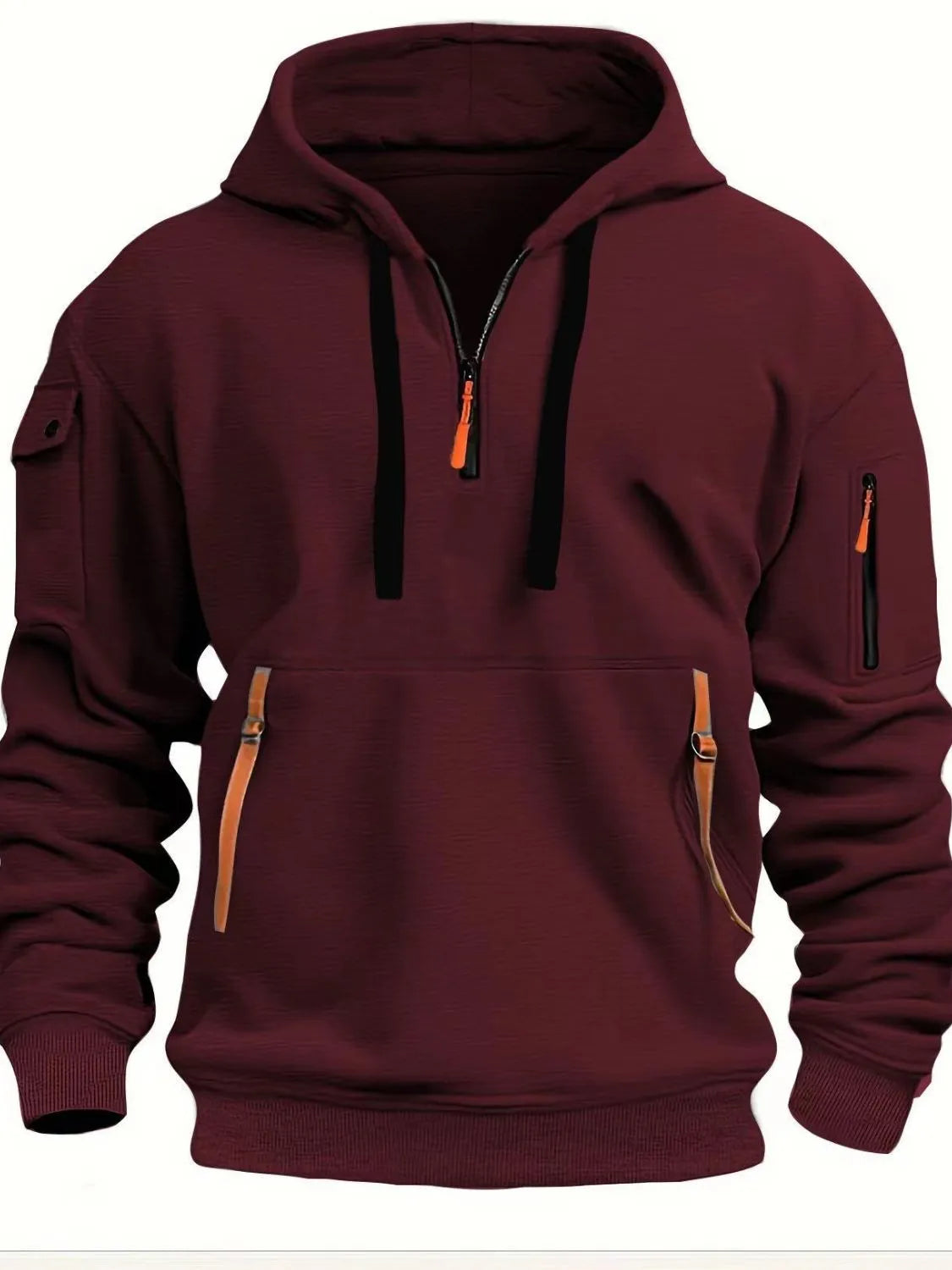 Men's Full Size Half Zip Drawstring Hoodie Plus Size - Premium Men's Sweatshirts from Trendsi - Just $33.20! Shop now at Handbags Specialist Headquarter