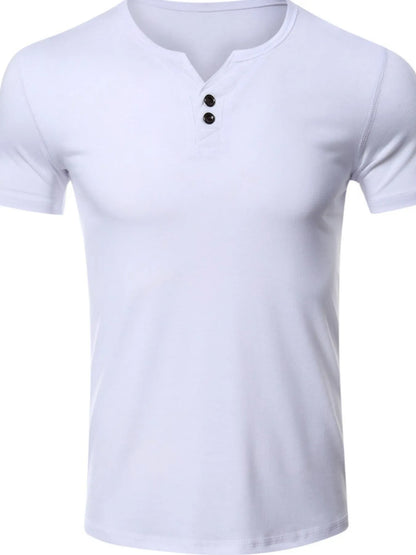 Men's Henley Short Sleeve Polo Top - Premium Men's Polo shirt from Trendsi - Just $30.14! Shop now at Handbags Specialist Headquarter