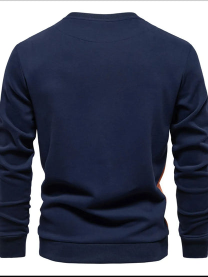 Men's Side Striped Contrast Round Neck Sweatshirt - Premium Men's Sweatshirts from Trendsi - Just $36.54! Shop now at Handbags Specialist Headquarter