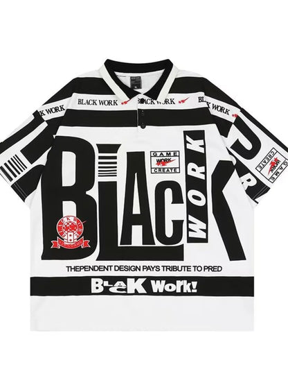 Men's Plus Size Letter Print Half Sleeve Polo Shirt - Premium Men's Polo shirt from Trendsi - Just $23.99! Shop now at Handbags Specialist Headquarter