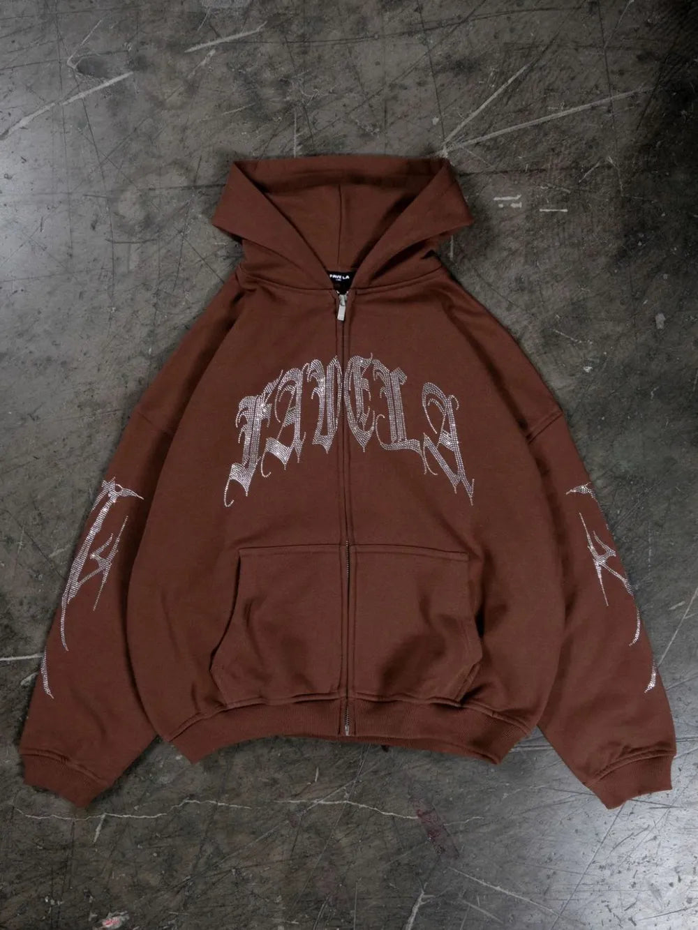 Men's Rhinestone Letter Zip Up Long Sleeve Hoodie - Premium Men's Sweatshirts from Trendsi - Just $31.02! Shop now at Handbags Specialist Headquarter