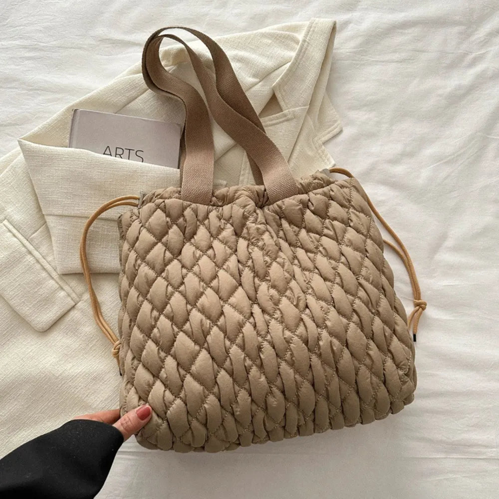 Drawstring Bubble Texture Tote Bag - Premium Tote Bag from Trendsi - Just $39.99! Shop now at Handbags Specialist Headquarter