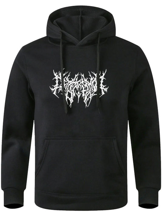 Men's Full Size Drawstring Graphic Long Sleeve Hoodie Plus Size - Premium Men's Sweatshirts from Trendsi - Just $22.58! Shop now at Handbags Specialist Headquarter