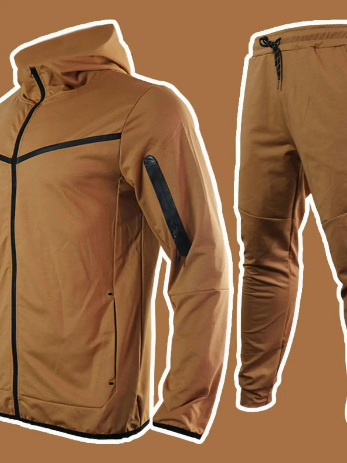 Men's Full Size Zip Up Top and Pants Set Plus Size.