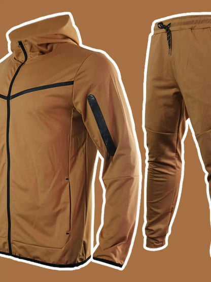 Men's Full Size Zip Up Top and Pants Set Plus Size.