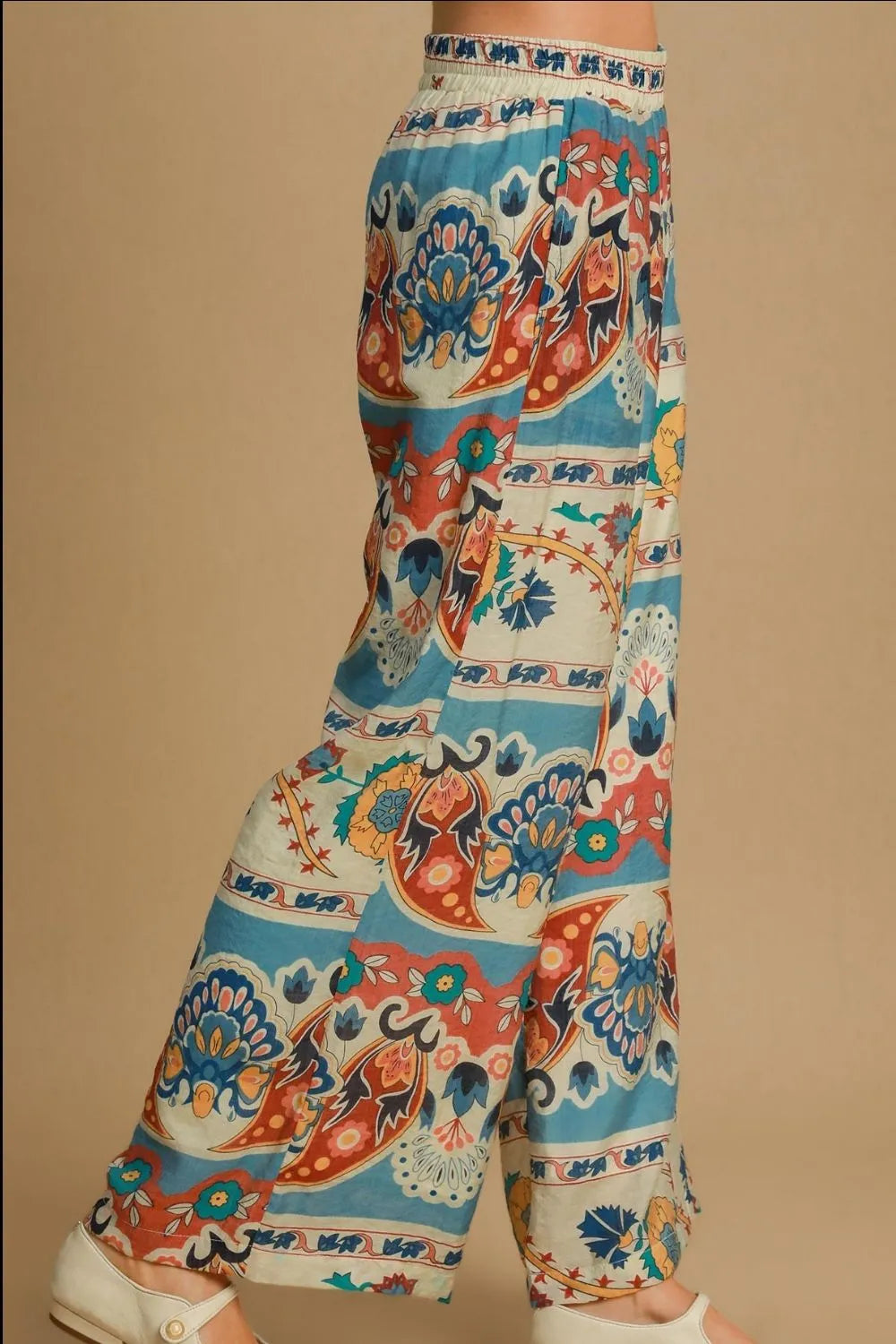 Umgee Full Size Wide Leg Border Print Pants Plus Size - Premium Dresses from Trendsi - Just $48.99! Shop now at Handbags Specialist Headquarter