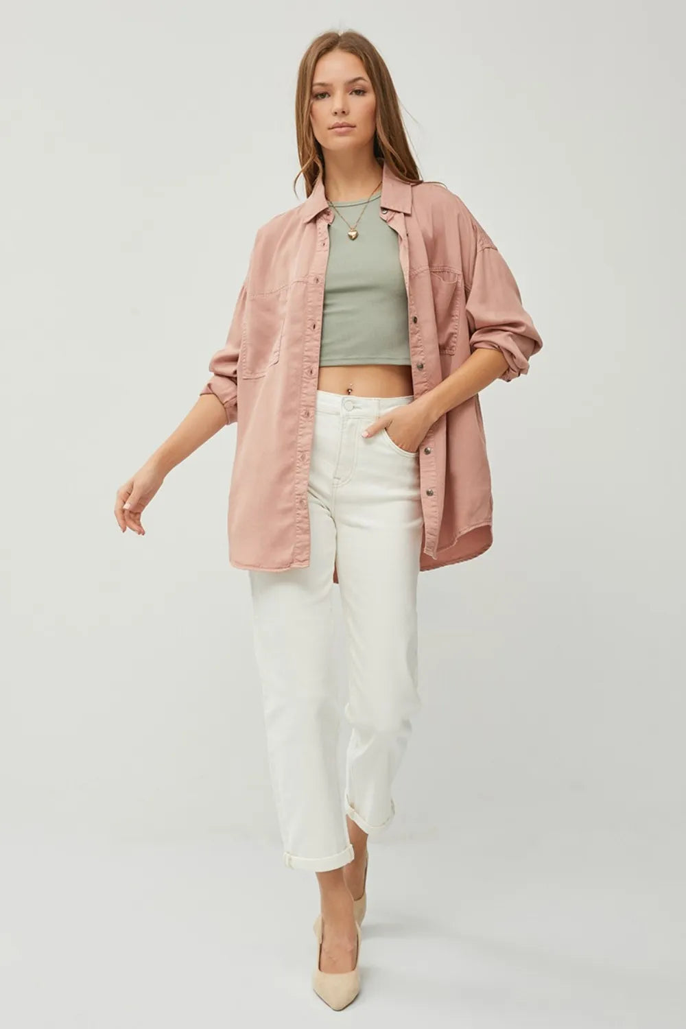 RISEN Full Size Button Up Long Sleeve Denim Shirt - Premium Women / Jeans & Denim from Trendsi - Just $65.54! Shop now at Handbags Specialist Headquarter